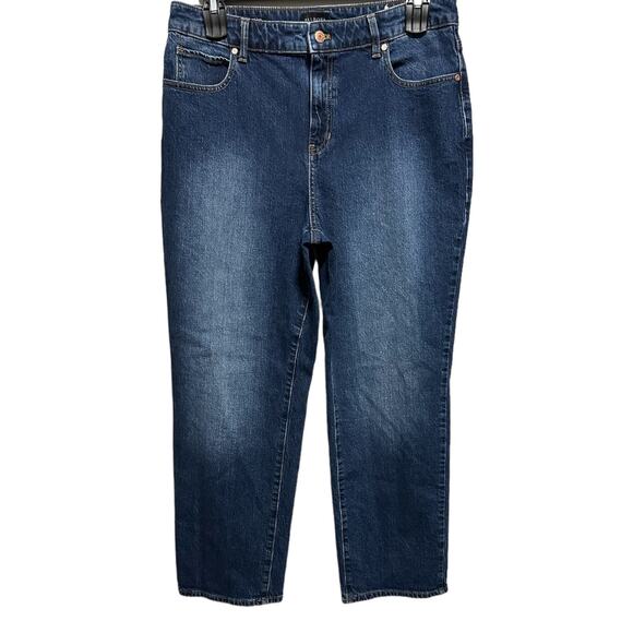 TALBOTS Jeans Womens Size 14P Blue High Waist Relaxed Fit Huron Wash - Picture 1 of 6